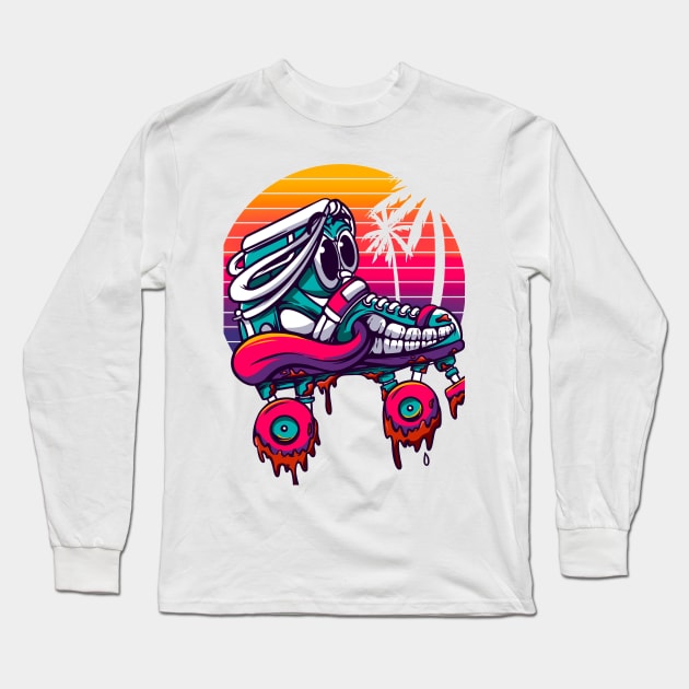 Crazy Rolling Skate Long Sleeve T-Shirt by footmark studio